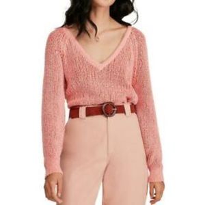 Free people coral cropped sweater Sz small